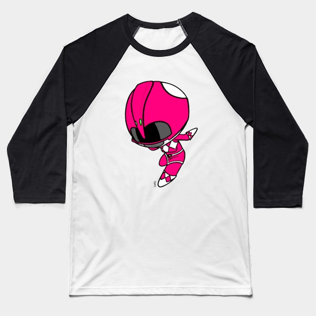 Chibi Pink Ranger Baseball T-Shirt by Not Too Shoddy